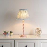 ValueLights Bobbins Rose Pink Table Lamp with Tapered Fabric Pleasted Lamp Shade in Pale Pink
