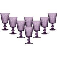 Dibor Set of 8 Purple Lavender Spring Summer Embossed Drinking Glass Wine Goblets Wedding Gift 300ml | Size: 8 Pack