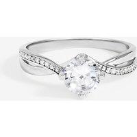 Jon Richard Women's Rhodium Plated Solitaire Twist Band Engagement Ring in Silver | Size: XL