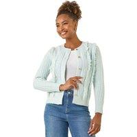 Roman Women's Fringe Knit Cardigan in Light Blue | Size: 18