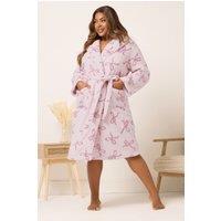 Yours Women's Shawl Collar Dressing Gown in Pink | Size: 34-36