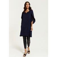 HOXTON GAL Women's Oversized V Neck Tunic with Split Sleeves in Navy | Size: 12-14