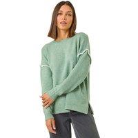 Roman Women's Contrast Stitch Knit Jumper in Dark Green | Size: 14