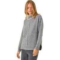 Roman Women's Funnel Neck Seam Detail Jumper in Grey | Size: 20