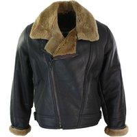 TruClothing Men's Sherling Sheepskin Cross Zip B3 Pilot Jacket in Brown | Size: 2XL