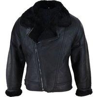 TruClothing Men's Sherling Sheepskin Cross Zip B3 Pilot Jacket in Black | Size: 2XL