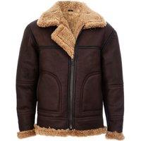 Infinity Leather Men's B3 Shearling Sheepskin Aviator Jacket-Gloucester in Brown | Size: 3XL