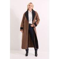Wallis Women's Principles by Contrast Wrap Coat in Chocolate | Size: 10