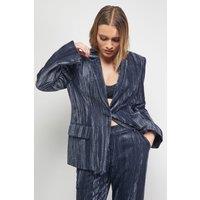 Warehouse Women's Oversized Crushed Velvet Blazer Co-ord in Dark Grey | Size: 8