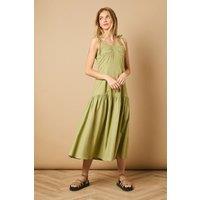 Oasis Women's Cup Detail Halterneck Drop Hem Midaxi Dress in Khaki | Size: 14