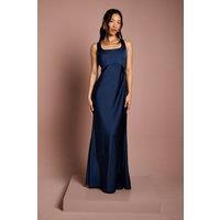 Coast Women's Square Neck Satin & Crepe Bridesmaid Dress with Bow Back in Navy | Size: 14