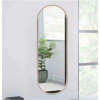 Living and Home Modern Oval Metal Full Length Wall Mirror in Gold