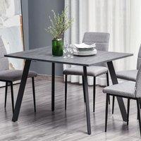 HOMCOM Modern Rectangular Dining Table Indoor Metal Legs Spacious Tabletop in Grey