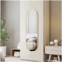H&O Direct 40cm W x 120cm H Gold Oval Wall Mirror Full Length Mirror | Size: 40 cm W x 120 cm H