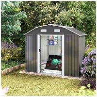 Living and Home Large Garden Galvanized Steel Acrylic Tool Storage Shed in Grey