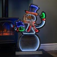 Samuel Alexander 76cm LED Ice White Infinity Standing Snowman Christmas Decoration with Metal Base