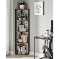VASAGLE 5-Tier Corner Storage Shelf Multifunction Plant Stand Industrial in Brown
