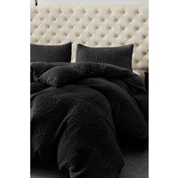 Ezysleep Winter Warm Soft Teddy Fleece Duvet Set in Black | Size: Double