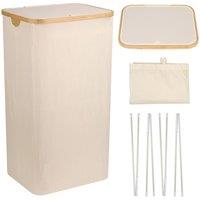 Neel Blue 100L Foldable Laundry Hamper with Lid in Beige