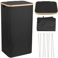 Neel Blue 100L Foldable Laundry Hamper with Lid in Black