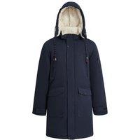 MODISHION Men's Winter Mid-Length Padded Coat Jacket with Hood in Dark Navy | Size: 2XL