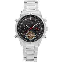 Heritor Automatic Men's Wilhelm Semi-Skeleton Bracelet Watch w/Day/Date - Silver/Black in Black