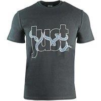 Just Cavalli Men's Snake Wrapped Logo Black T-Shirt | Size: Large