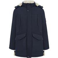 MODISHION Men's Thicken Mid-Length Padded Coat Jacket with Hood in Dark Blue | Size: Large
