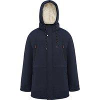 MODISHION Men's Winter Mid-Length Padded Coat Jacket with Removable Hood in Dark Navy | Size: 2XL