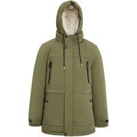 MODISHION Men's Winter Mid-Length Padded Coat Jacket with Removable Hood in Green | Size: XL
