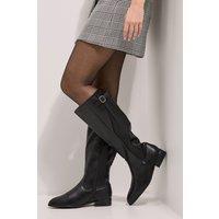 Dorothy Perkins Women's Kamille Faux Leather Elastic Knee High Riding Boots in Black | Size: 4