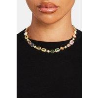 Cernucci Women's Multi Gemstone Motif Necklace - Gold Pink & Green - 10mm in Metallic Gold | Size: 18 inches