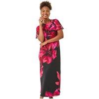 Roman Women's Floral Print Flutter Sleeve Midi Dress in Red | Size: 10