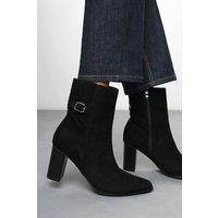 'Jolie' Suede Mid Heel Ankle Boots with Side Buckle