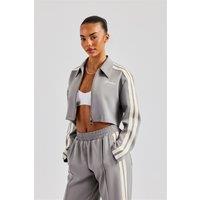 Cernucci Women's Taping Cropped Harrington Jacket - Grey | Size: Medium