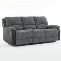 FURNITURE ONE Manual Reclining Sofa, Jumbo Cord Fabric Recliner Armchair - 3 Seater in Grey | Size: 1 Pack