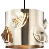 Happy Homewares Modern Solid Metal Easy Fit Pendant Shade with Laser Cut Leaves in Metallic Silver
