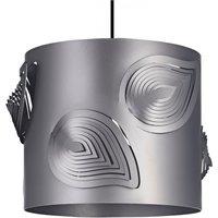 Happy Homewares Modern Solid Metal Easy Fit Pendant Shade with Laser Cut Leaves in Grey