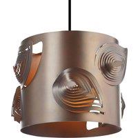 Happy Homewares Modern Solid Metal Easy Fit Pendant Shade with Laser Cut Leaves in Bronze