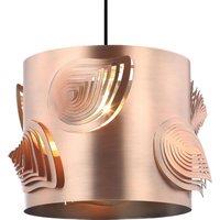 Happy Homewares Modern Solid Metal Easy Fit Pendant Shade with Laser Cut Leaves in Copper