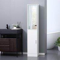 Kleankin Tall Mirrored Bathroom Cabinet Bathroom Storage Cupboard Tallboy Unit in White