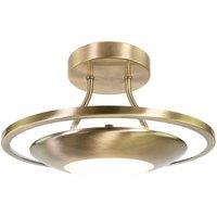 Happy Homewares Semi Flush Energy Saving LED Ceiling Light in Brushed Metal Finish in Metallic Gold