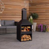 Charles Bentley Black Powder Coated Steel 118cm BBQ & Chimenea