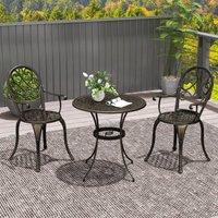 OUTSUNNY 3PCs Bistro Set, Aluminium Garden Table & Chairs Bronze Tone