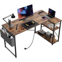 BEXEVUE Small L-Shaped Desk with Power Outlets 10070/120x70cm in Dark Brown | Size: 100 cm