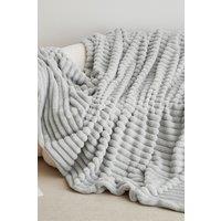 Ezysleep Super Soft Luxury Faux Fur Stripe Throw in Silver | Size: Large