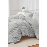 Ezysleep Super Soft Luxury Faux Fur Stripe Duvet in Silver | Size: King