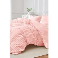 Ezysleep Super Soft Luxury Faux Fur Stripe Duvet in Pink | Size: King