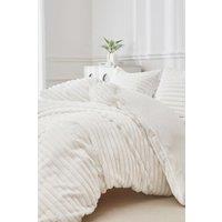 Ezysleep Super Soft Luxury Faux Fur Stripe Duvet in Cream | Size: King