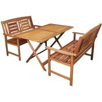 Samuel Alexander 4 Person Folding Wooden Garden Patio Dining Table & 2 Benches in Brown